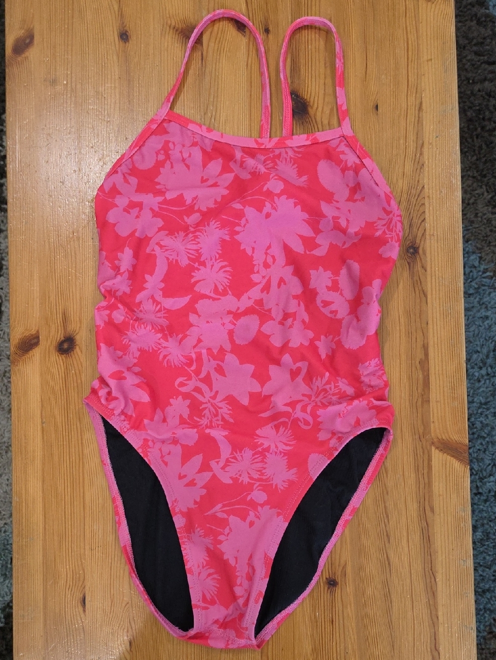 Jolyn Clothing "Drew" Hot Pink Floral Athletic One-Piece Swimsuit Size 30